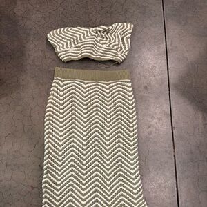 Willow Olive and Cream Chevron Knit Ensemble